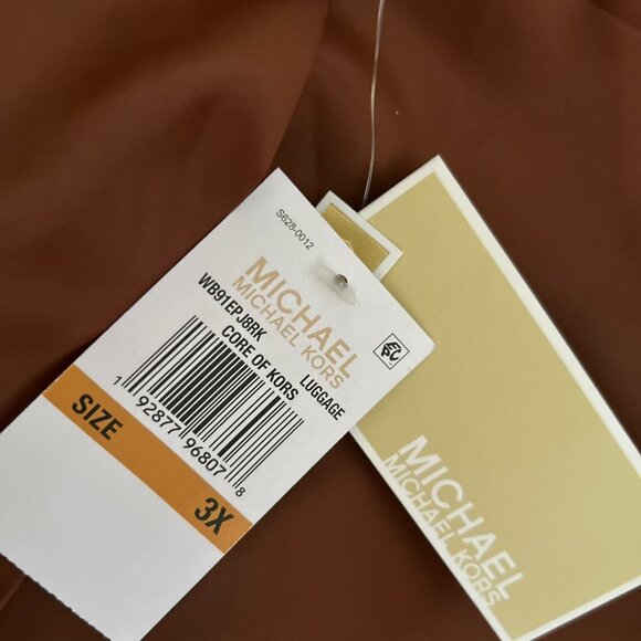 NWT Michael Kors Women's Brown Cropped Leather Moto Jacket - Picture 9 of 15